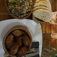 Salad cous cous, plus falafel and pitta  at Blooming Cactus in Lanzarote