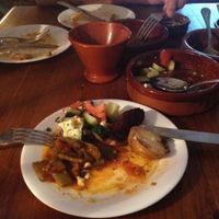 Fasulakia, Greek Salad, Falafel and Greek Lemon Potatoes at Blooming Cactus in Lanzarote