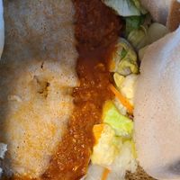 Lentil stew on injera at Lalibela in Sioux Falls