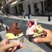 Chocolate and vanilla with chocolate chunks & cherry and pistachio  at Gioelia Cremeria in Fuengirola