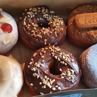 Cherry Bakewell, Salted Caramel, Nutella, Biscoff and Cinnamon Sugar at The Doughnut Family in Edinburgh