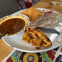 Vegan birra taco for my husband. He said flavour was good, but very greasy.  at El Azteca Mexican Deli in Poughkeepsie