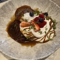 Apple and cinnamon pancakes   at Holy Carrot in London