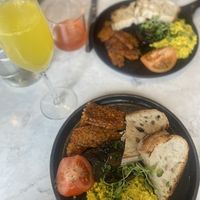 Scrambled tofu with mimosa  at Holy Carrot in London