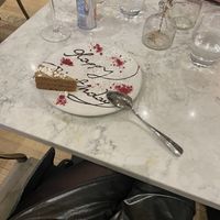 Complimentary birthday cake   at Holy Carrot in London