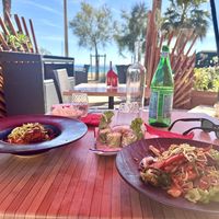 Panko Tofu, Vegetable Noodles and Vegetable Spring Rolls (and a sea view!)  at Tanoshi in Le Lavandou