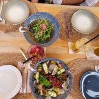 Wassermelonensalat, geräucherte Aubergine at Retroway in Mallorca