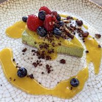 Raw matcha cheesecake   at Retroway in Mallorca