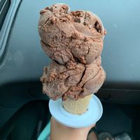 Nondairy chocolate in a sugar cone- all vegan! Yum! at Jordan's Ice Creamery in Belmont