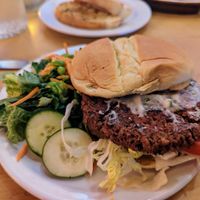 Update: Visited in July 2023 and found several vegan items. Pictured is their burger with vegan cheese spread! at Rocking V Cafe in Kanab