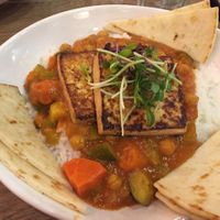 Chana masala (vegan) - Ask for non-grilled tofu! at Rocking V Cafe in Kanab