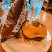 Vegan burgerr  at Rocking V Cafe in Kanab