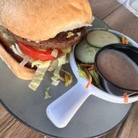 Vegan burger  at Rocking V Cafe in Kanab