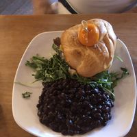 The BBQ black beans were so good! The portabelo mushroom sandwich (without bacon and cheese) really good! at Rocking V Cafe in Kanab