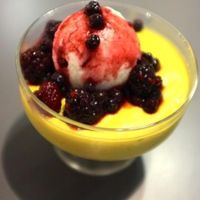 Dessert: a flan at Saf - Kensington in West London