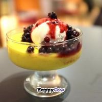 Dessert with berries  at Saf - Kensington in West London