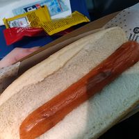 Dry bun and vegan hotdog, mustard ketchup and HP sauce sachets Included at Hanley's Cornish Pasties in Dublin