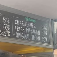 Vegan menu options at Hanley's Cornish Pasties in Dublin