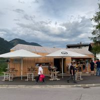 Outside Moni’s Eck. Seating area in front.  at Moni's Eck in Techendorf