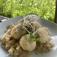 Potato dumplings with sauerkraut   at Mantra in Prievidza