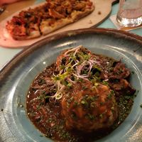 Vegan Semmelknödel with mushrooms at Schmausers in Gaggenau