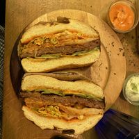 Kimchi burger with Beyond Steak patty  at Les Tontons Veg in Paris
