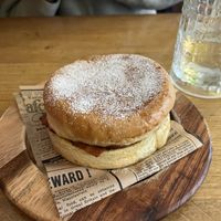 Dessert temporaire - burger sucré/salé (pate a tartiné LesTontons & bacon LaVie)  at Les Tontons Veg in Paris