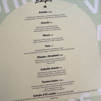 Menu (April 2025)  at Les Tontons Veg in Paris