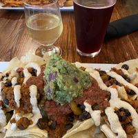 Vegan nachos with elderberry cider  at Raven Cafe in Prescott