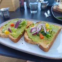 Avo on toast breakfast at Saltwater Cafe Bar in Scarborough