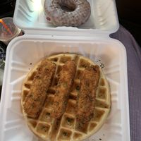 LOOK AT THAT CHICKEN (this was before I put on syrup) at Donut Villa Diner in Malden