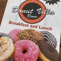 Menu cover with logo  at Donut Villa Diner in Malden