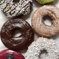 A thing of beauty! All vegan!  at Donut Villa Diner in Malden