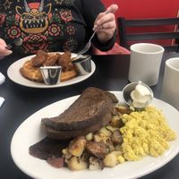 Tofu scramble & Chicken and Waffles  at Donut Villa Diner in Malden