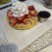 Chocolate chip strawberry waffle  at Donut Villa Diner in Malden