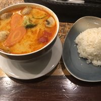 Tom yum soup with rice  at TRE in Riga