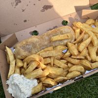 Vegan fish and chips with vegan tartar sauce!  at Hobson's Fish & Chips in London