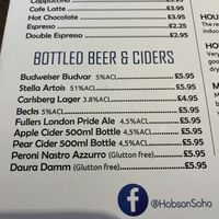 Worth noting some beers are glutton free 😂  at Hobson's Fish & Chips in London