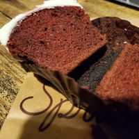 Inside of Vegan Red Velvet Cupcake at Sprinkles Cupcakes in Austin