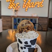 Cookie dough ice cream with chocolate chip cookie at The Yard Milkshake Bar of Austin in Austin