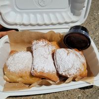 Beignets with chocolate sauce at Souley Vegan in Los Angeles
