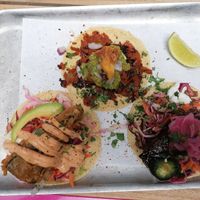 3 different tacos: ribs, shawarma, tofish at Club Mexicana - Soho in London