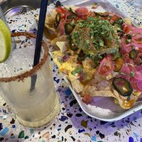 Nachos and frozen margarita   at Club Mexicana - Soho in London
