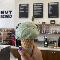 Pistachio on Sugar Cone ($5) 😛🍦  at Creamo in Los Angeles