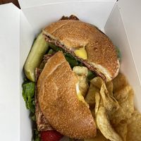 Vegan Bacon Bagel Sandwich  at Ultralife Cafe in Newport