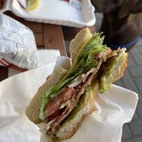 vegan club bagel  at Ultralife Cafe in Newport