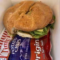 Vegan breakfast bagel sando  at Ultralife Cafe in Newport