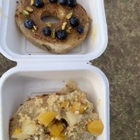 Loaded biscoff and sweet cottage cheese bagel  at Sophie's Delight - Pop Up in East London