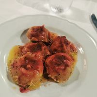 Beetroot Ravioli with Potatoes at Trattoria Chapeau in Avola