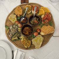 Vegan antipasti platter   at Trattoria Chapeau in Avola